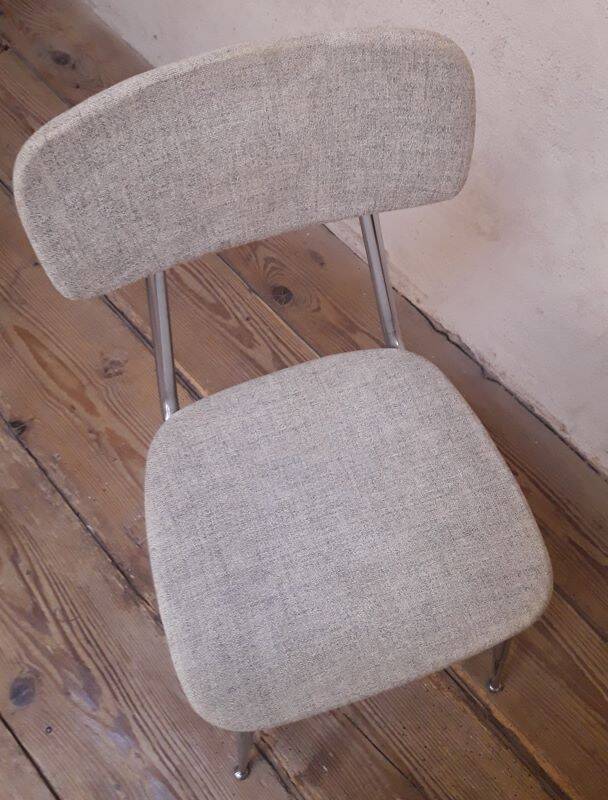 1950s chrome and fabric compass base chair