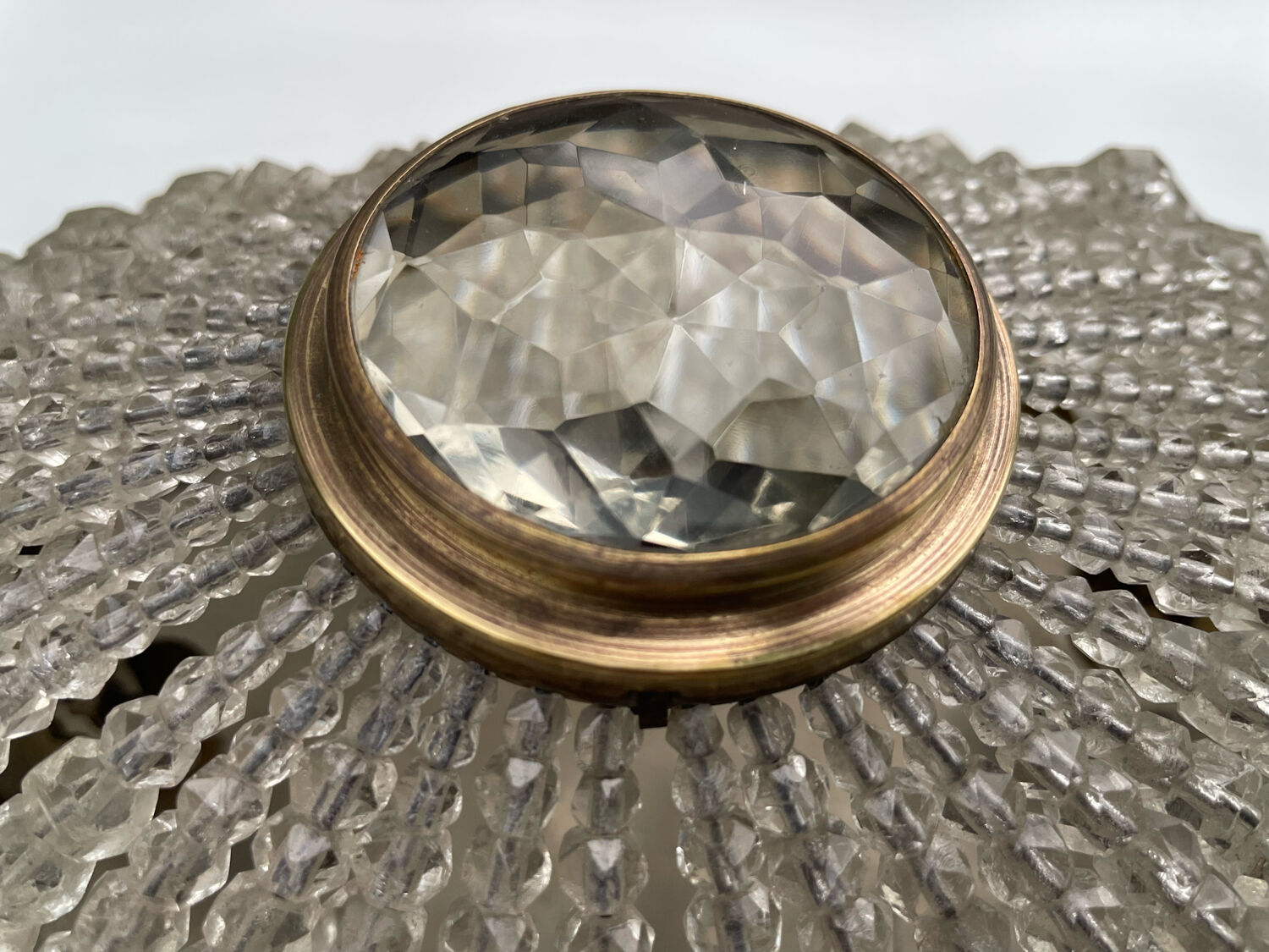 Old ceiling lamp crystal and bronze 1900