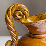Vallauris 1950 Ewer or Pitcher with twisted handle in enameled ceramic