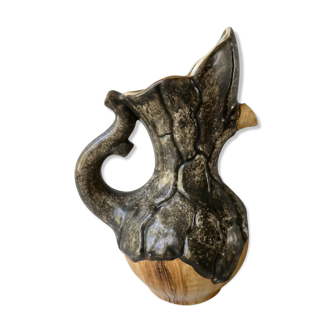 Ceramic pitcher imitation wood, Cerart, 70s