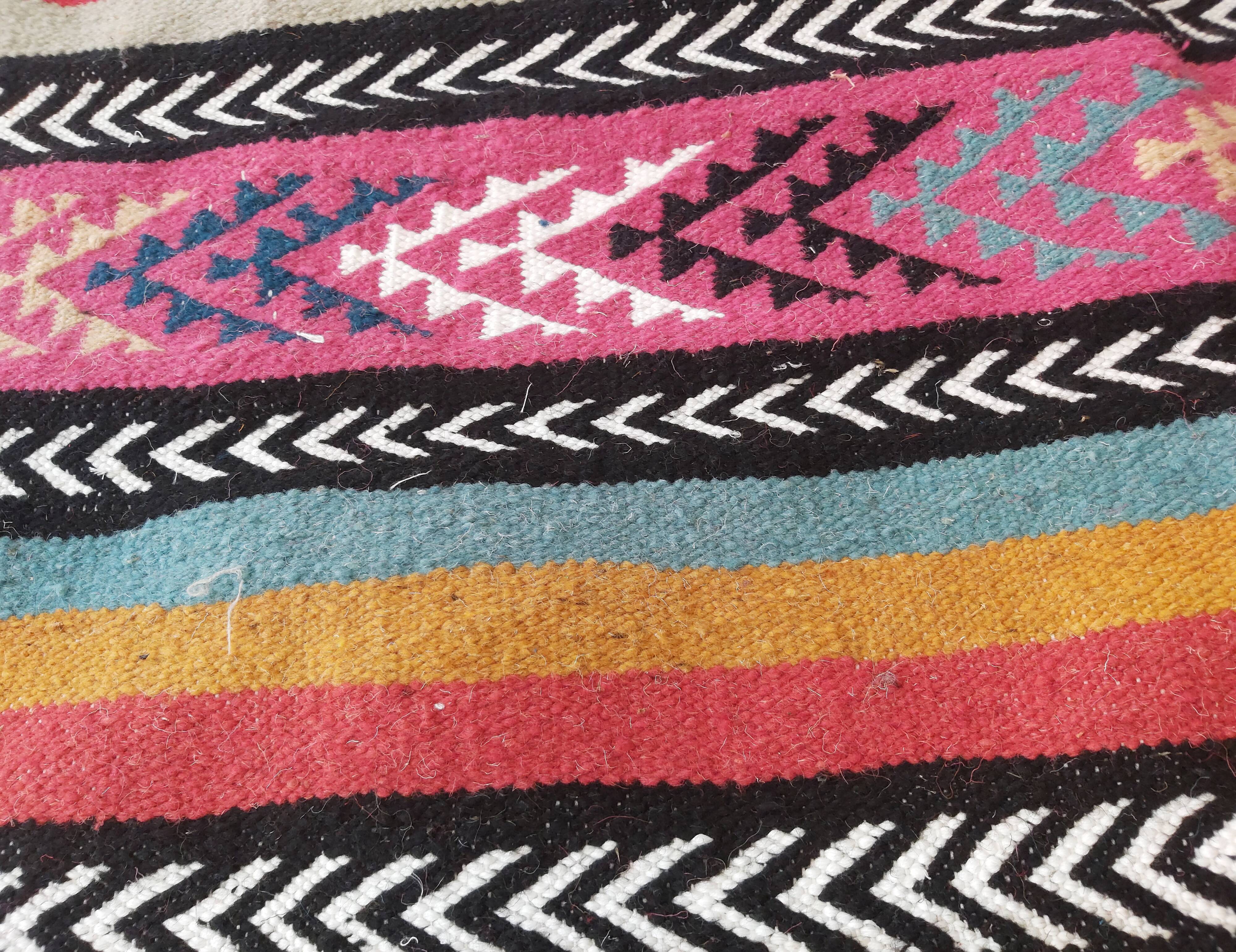 Multicolored Berber kilim carpet handmade in pure wool 100 x 150cm