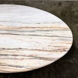 Oval Breccia Sarda Striato marble coffee table, Italy 1980s