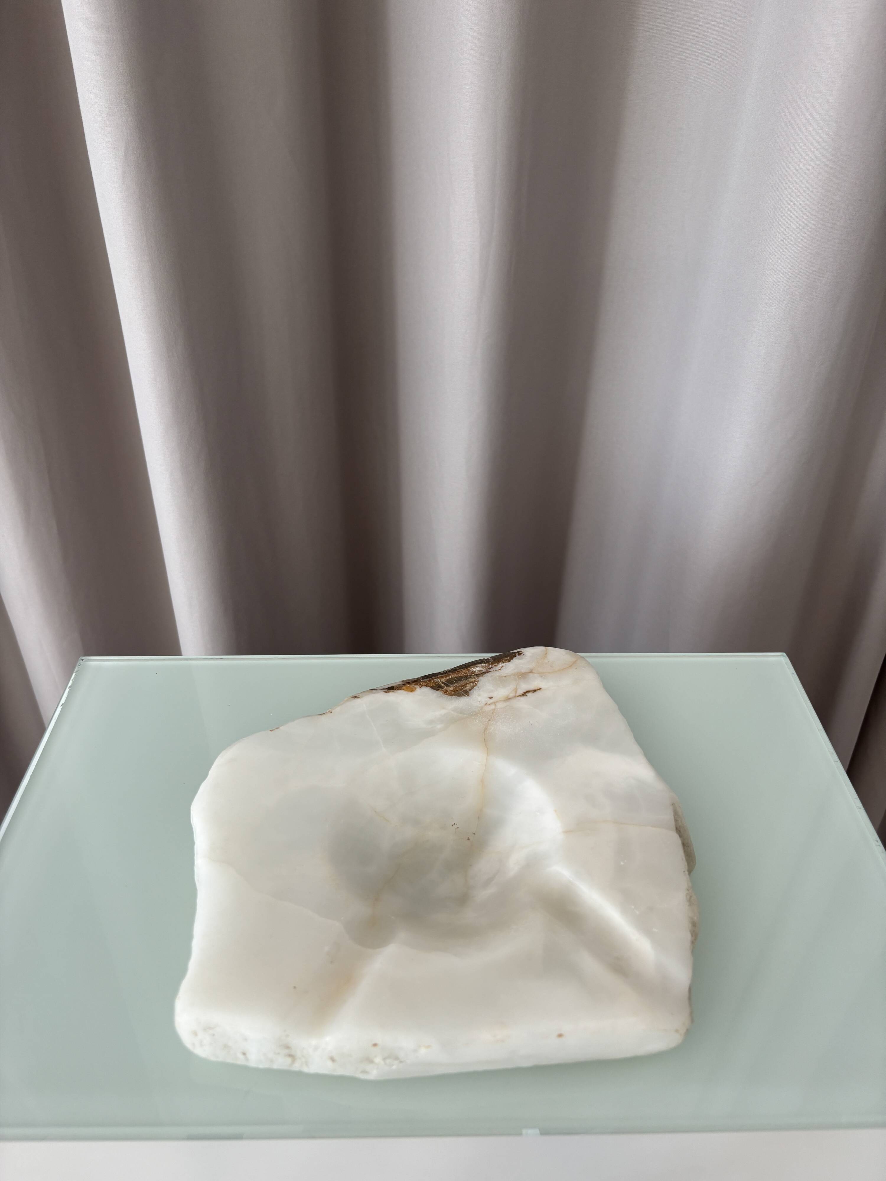 Vintage Sculptural Onyx Catchall / Ashtray – Heavy Natural Stone