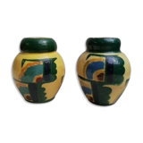 2 cubist ceramic vases