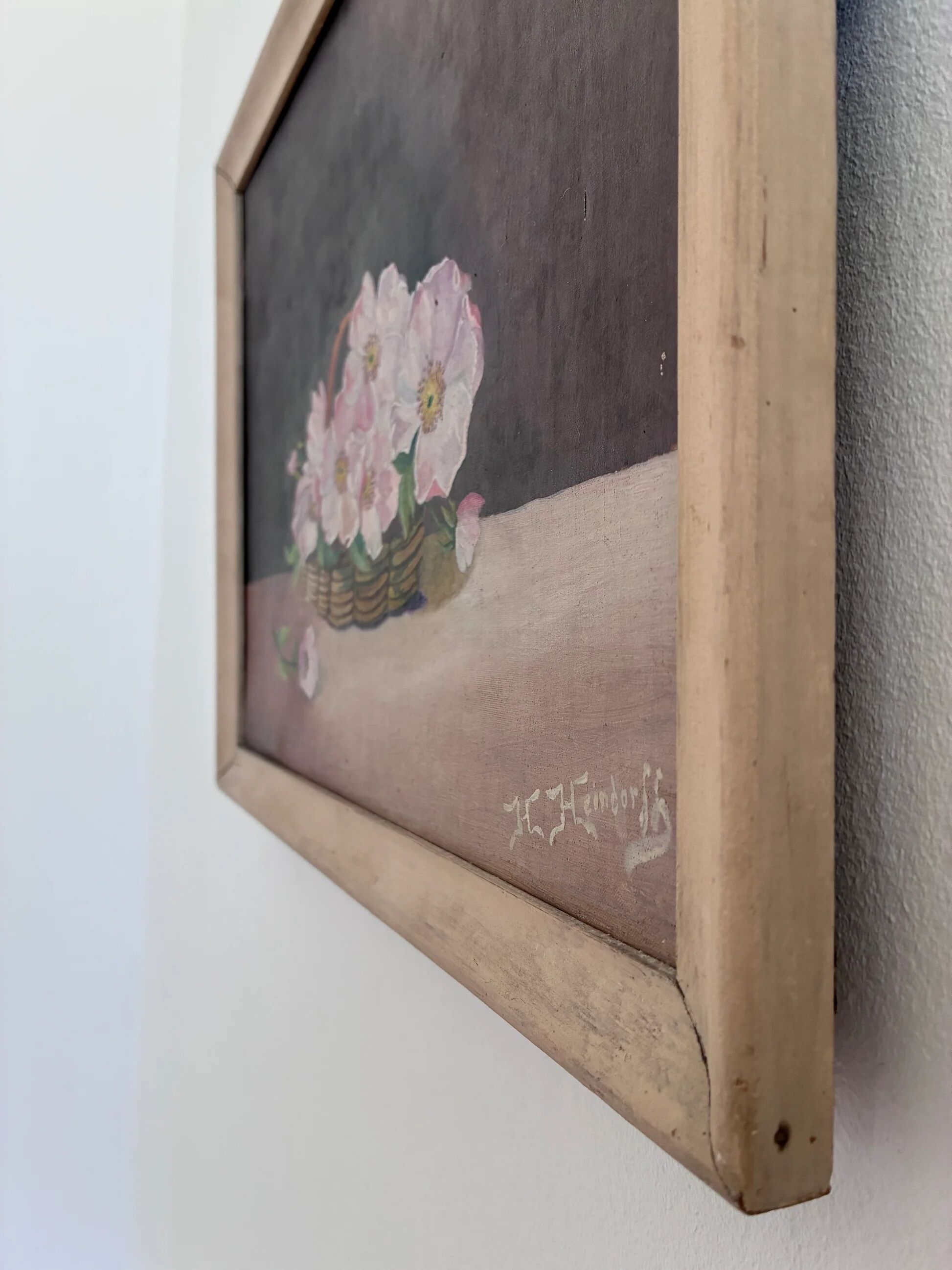 Vintage original flower oil painting, floral still life art