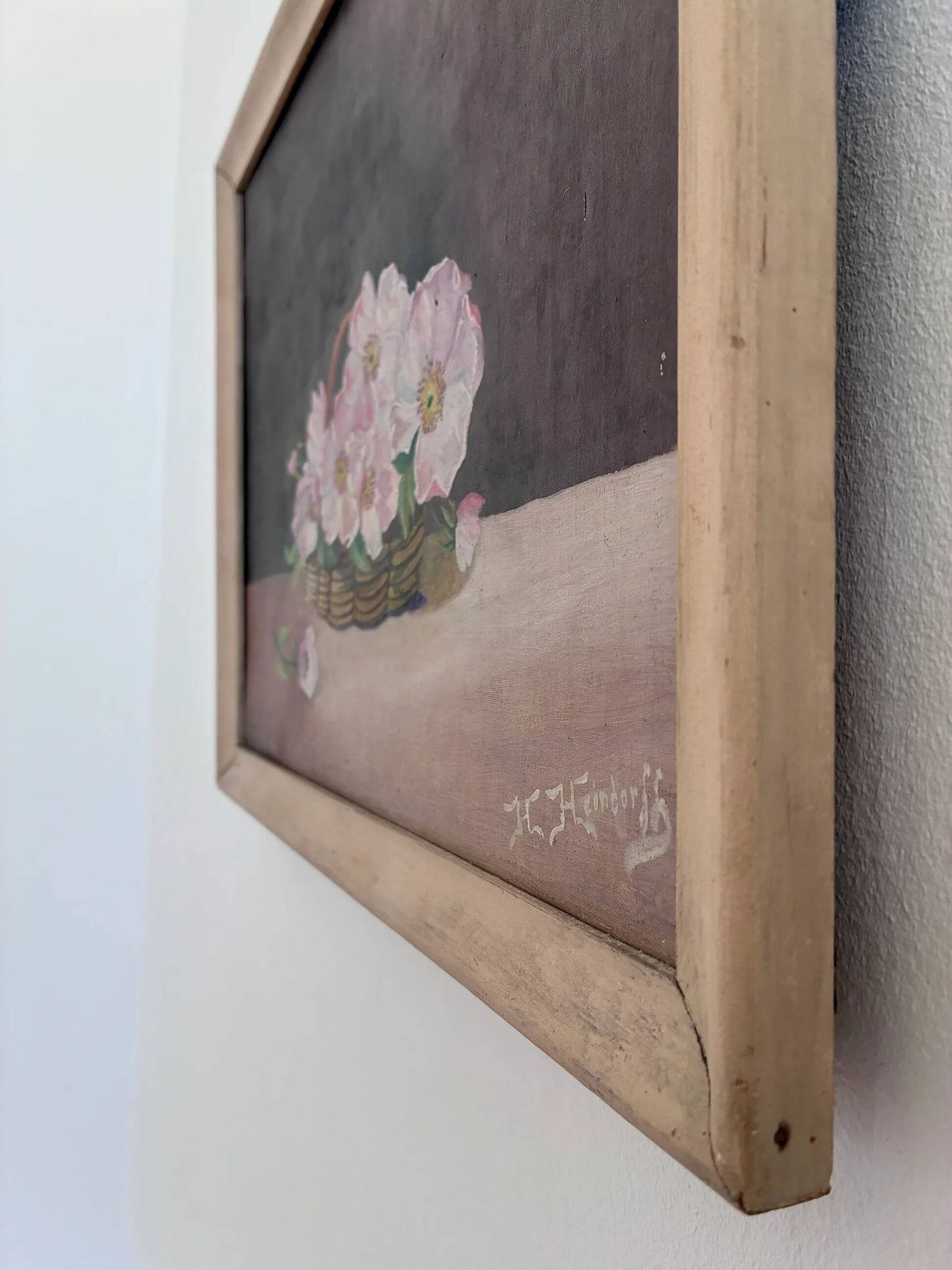 Vintage original flower oil painting, floral still life art