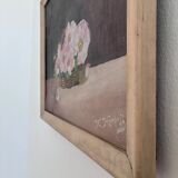 Vintage original flower oil painting, floral still life art