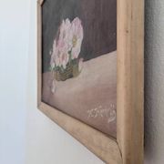 Vintage original flower oil painting, floral still life art