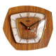 Vintage formica clock silent hexagonal wall pendulum "FFR wood"