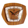 Vintage formica clock silent hexagonal wall pendulum "FFR wood"