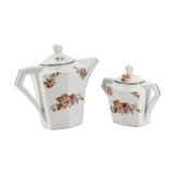 Lot teapot and sugar flowers in ancient ceramic