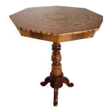Marquetry pedestal table