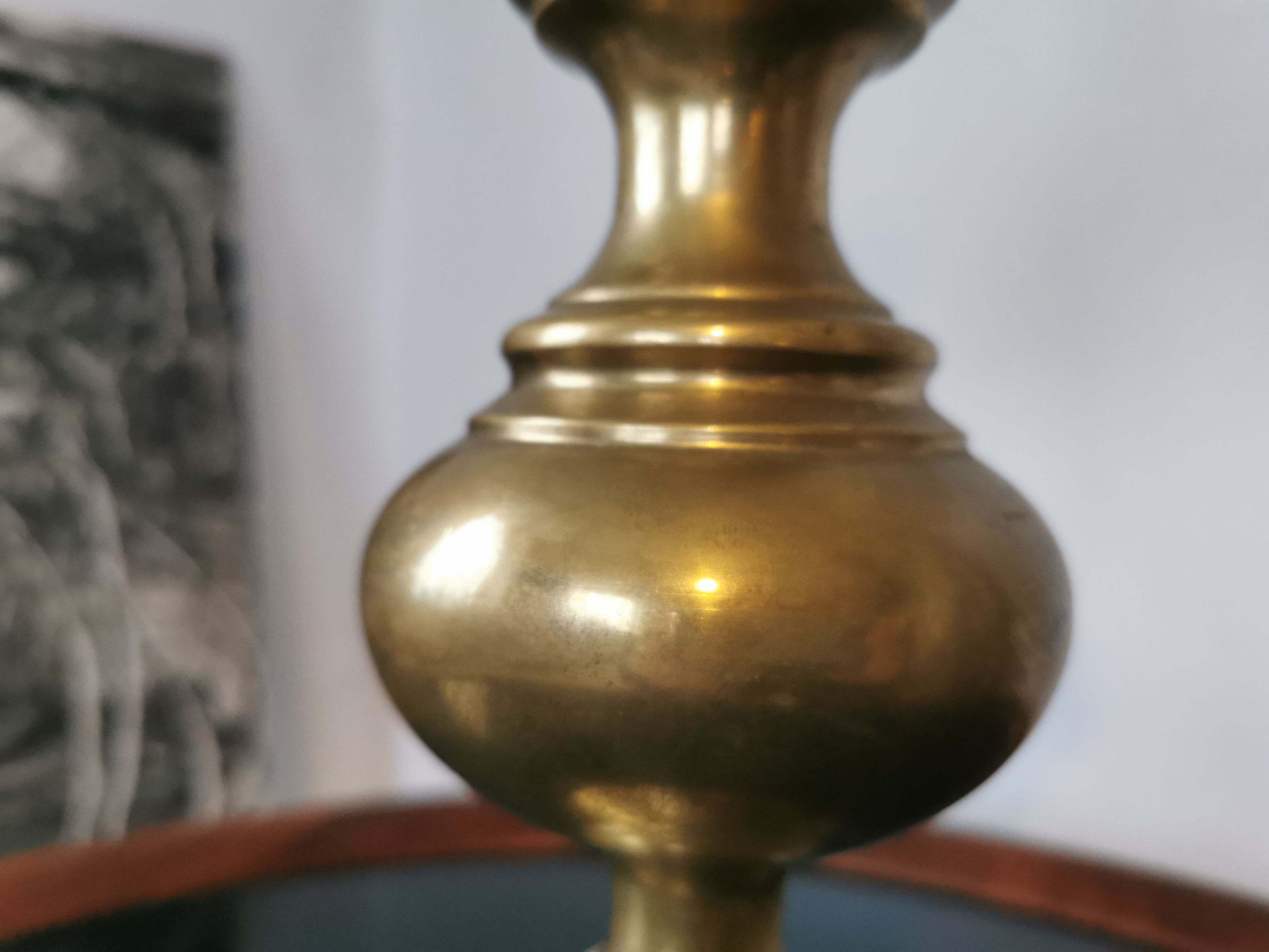 Brass lamp and mother-of-pearl lampshade circa 1970/80