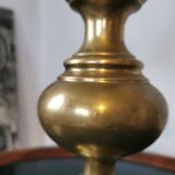 Brass lamp and mother-of-pearl lampshade circa 1970/80