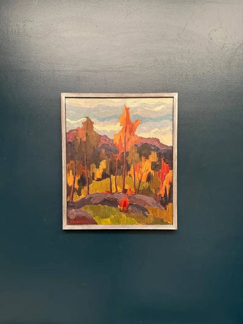 Original Swedish Oil on Canvas – “Orust” by Gösta Arontzon – Signed – Dated 1971 – Vintage & Framed – 58 × 49 cm