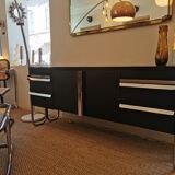 Vintage metallic sideboard in the Bauhaus style of the 70s