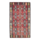 Tapis Kilim Vintage Rouge Motifs Géométriques Ethniques, 195x355 Cm
