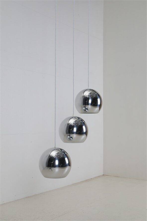 Set of 3 original Louis Poulsen / Verner Panton “Topan” pendant lamps / mid-century Danish modern design / 1960s / 1970s