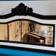 Old mirror beveled white mirror and black moldings