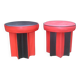 Set of mid-century black and red fabric stools, 1950s star base.