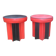 Set of mid-century black and red fabric stools, 1950s star base.
