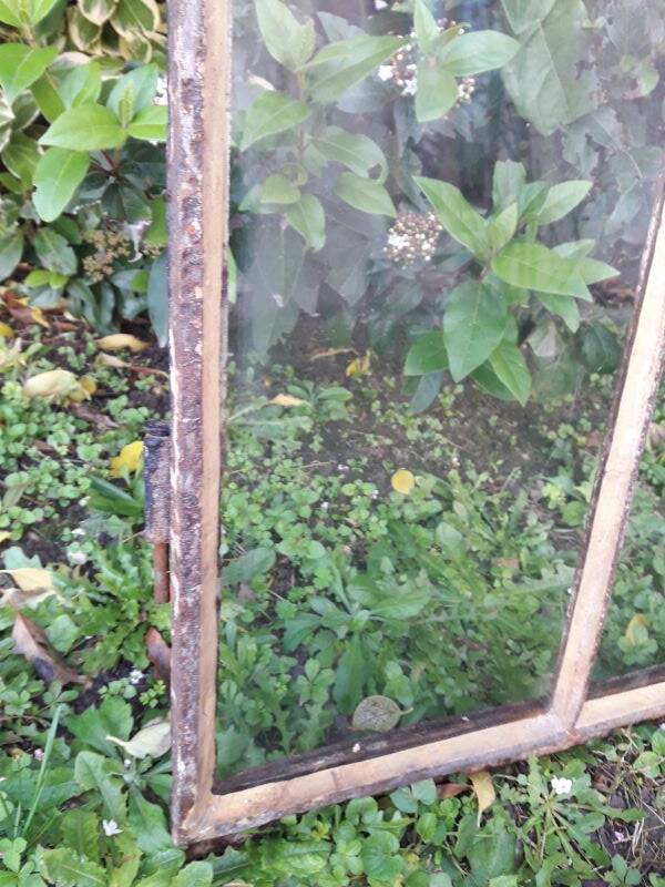 Industrial arched metal window L128xH114 19th century glass roof 2 leaves