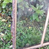 Industrial arched metal window L128xH114 19th century glass roof 2 leaves