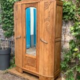 Parisian art deco wardrobe solid raw oak 1930