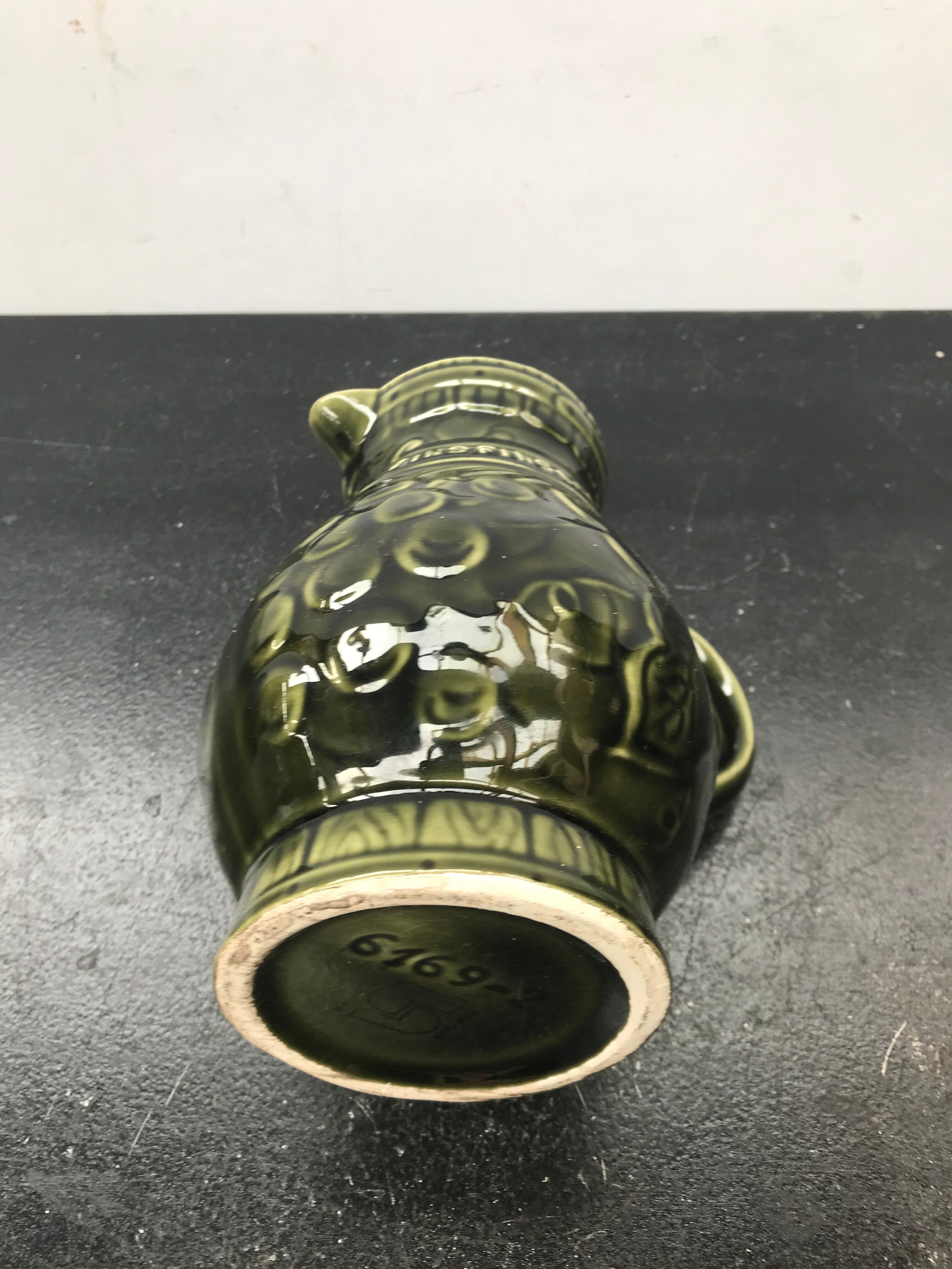 Former pitcher sarreguemines green ceramics 70s vintage