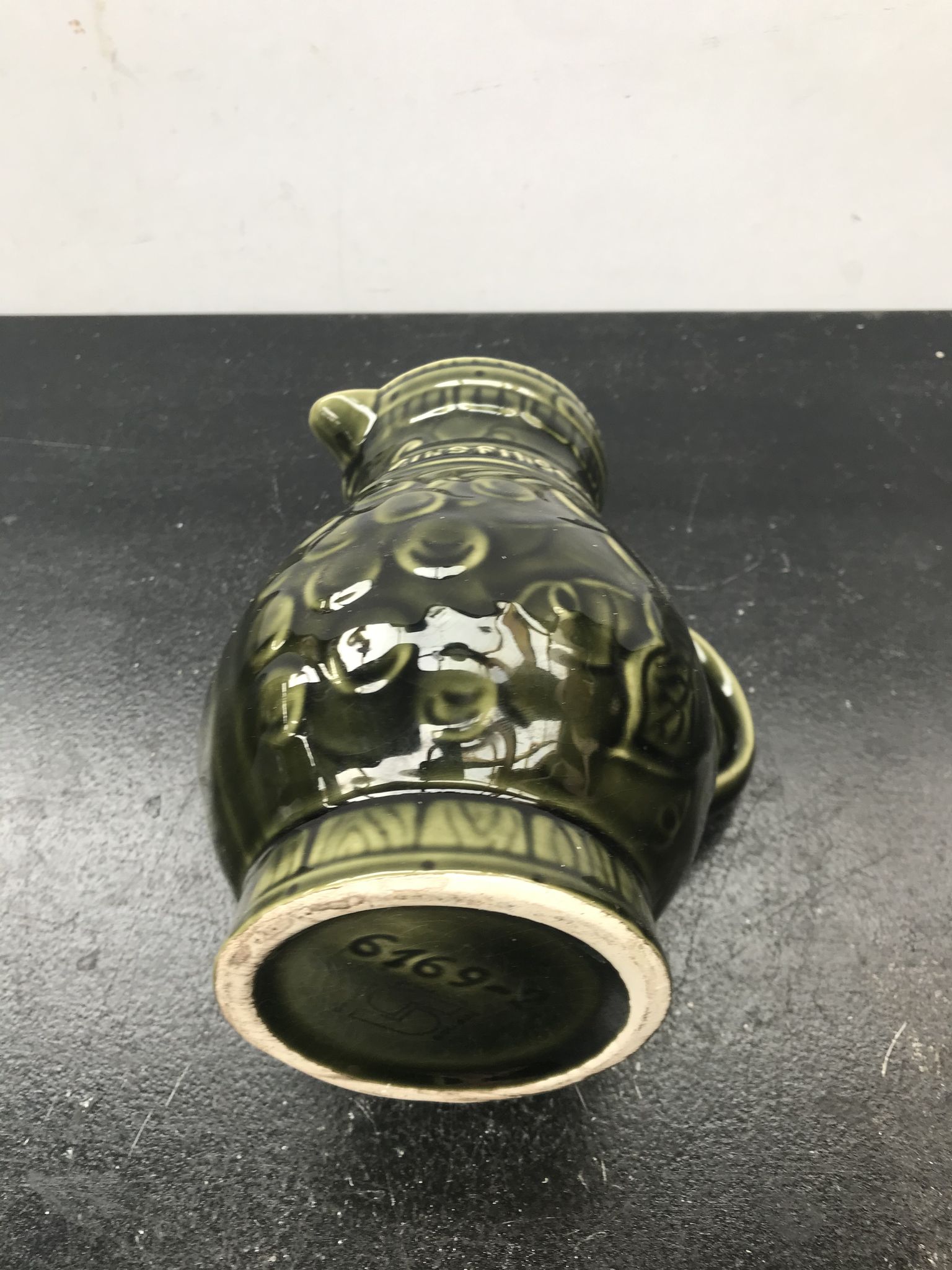 Former pitcher sarreguemines green ceramics 70s vintage
