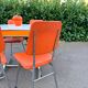 Formica leatherette chair with orange table, vintage 70s Space Age
