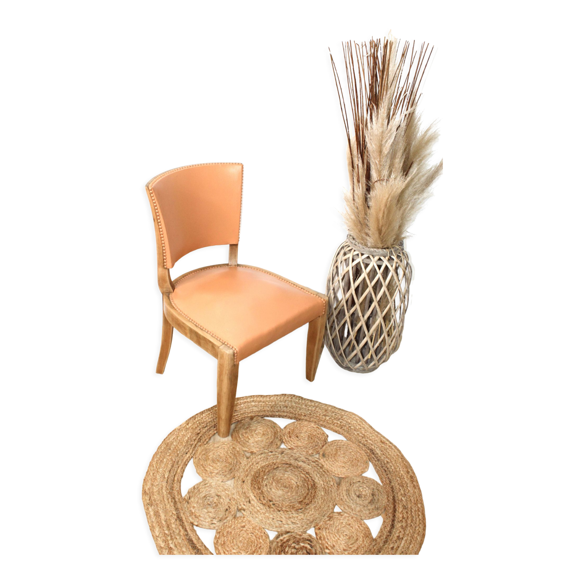 Leather and wood lounge chair