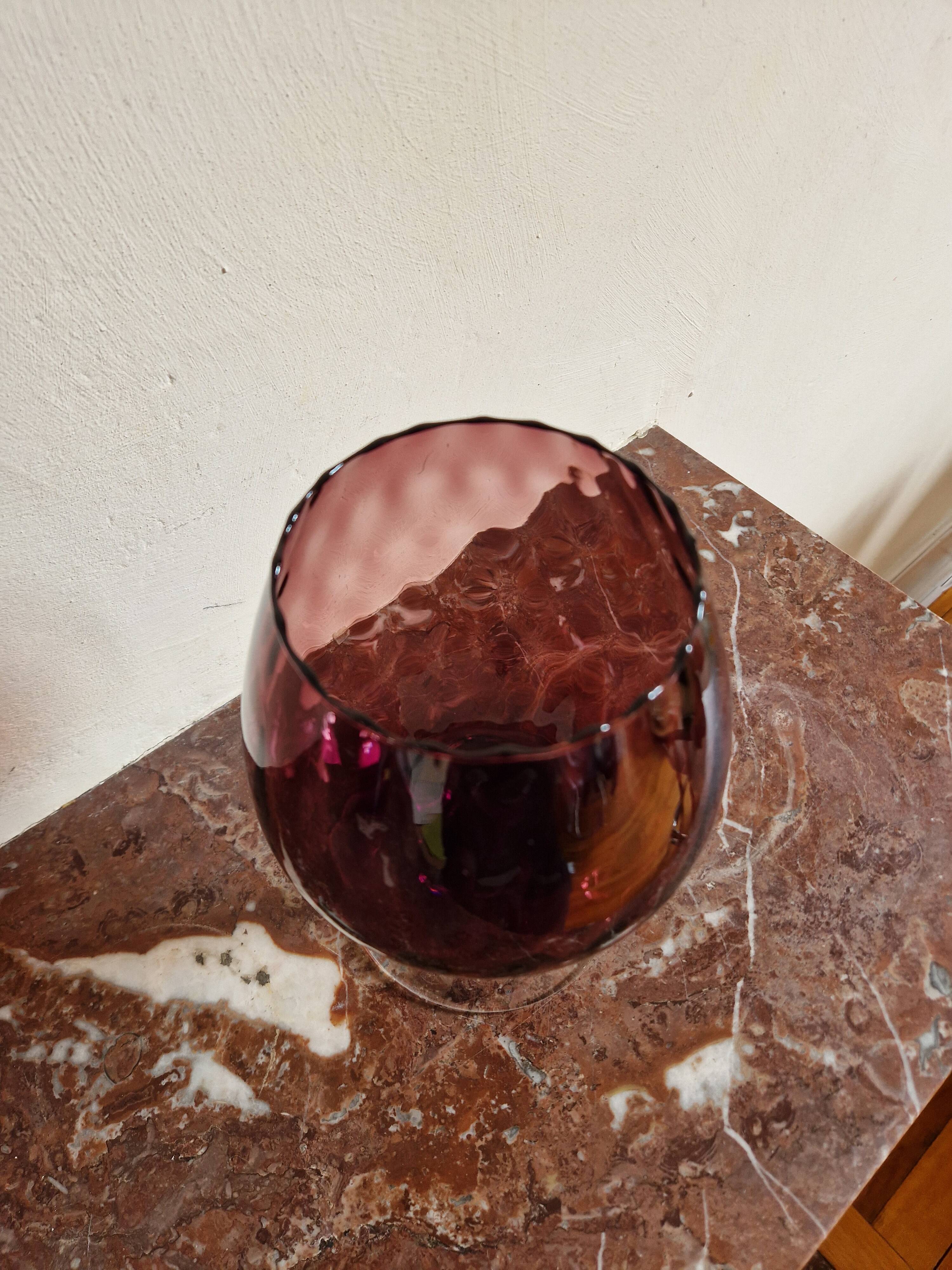 Vase, blown amethyst goblet with a twisted vintage stem.