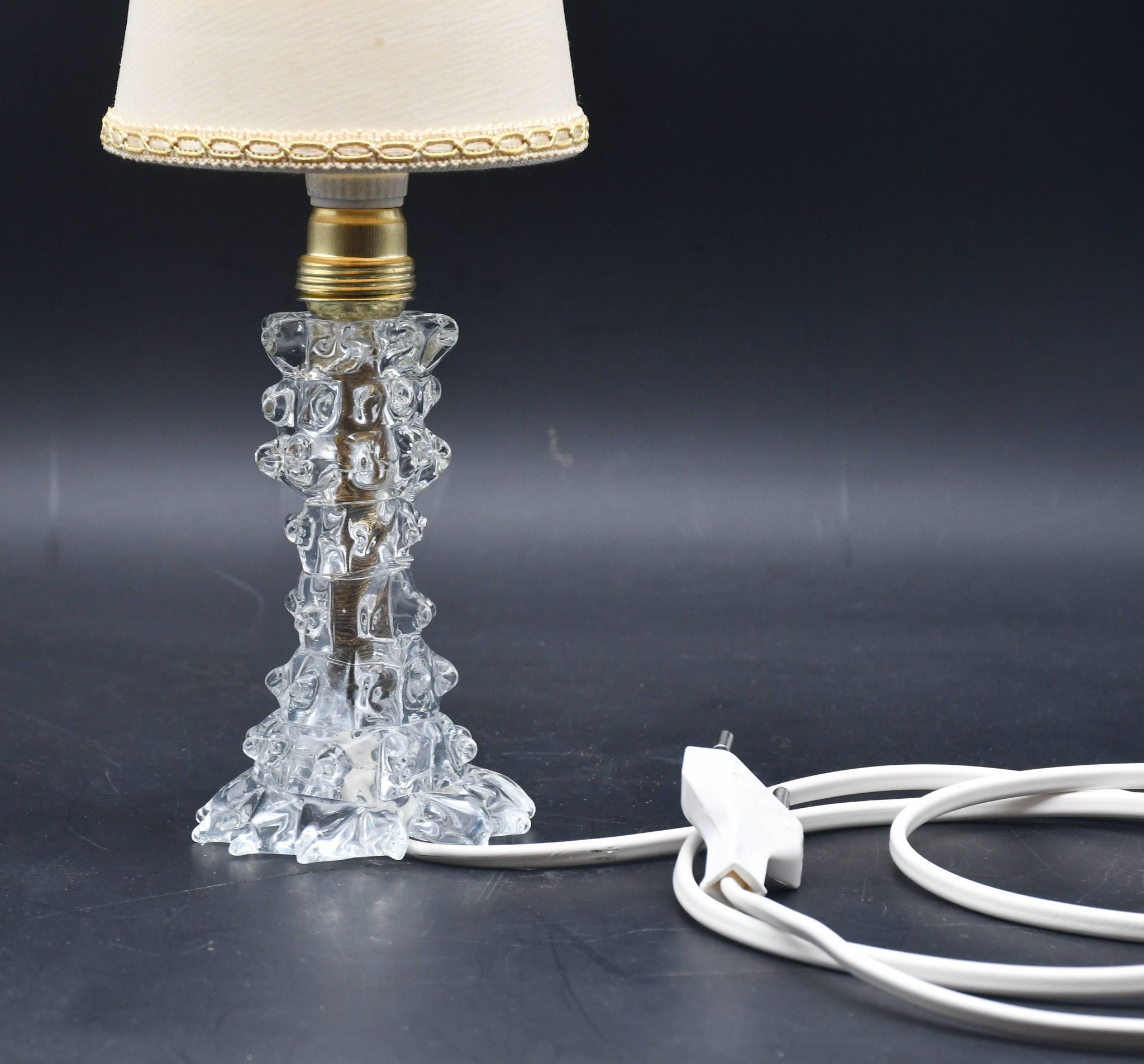 Charming Table Lamp in Rostrato Murano Glass Vase for Barovier & Toso, 1940s