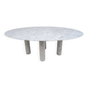Mario Bellini Italian Carrara Marble Oval Dining Table for Cassina, 70s