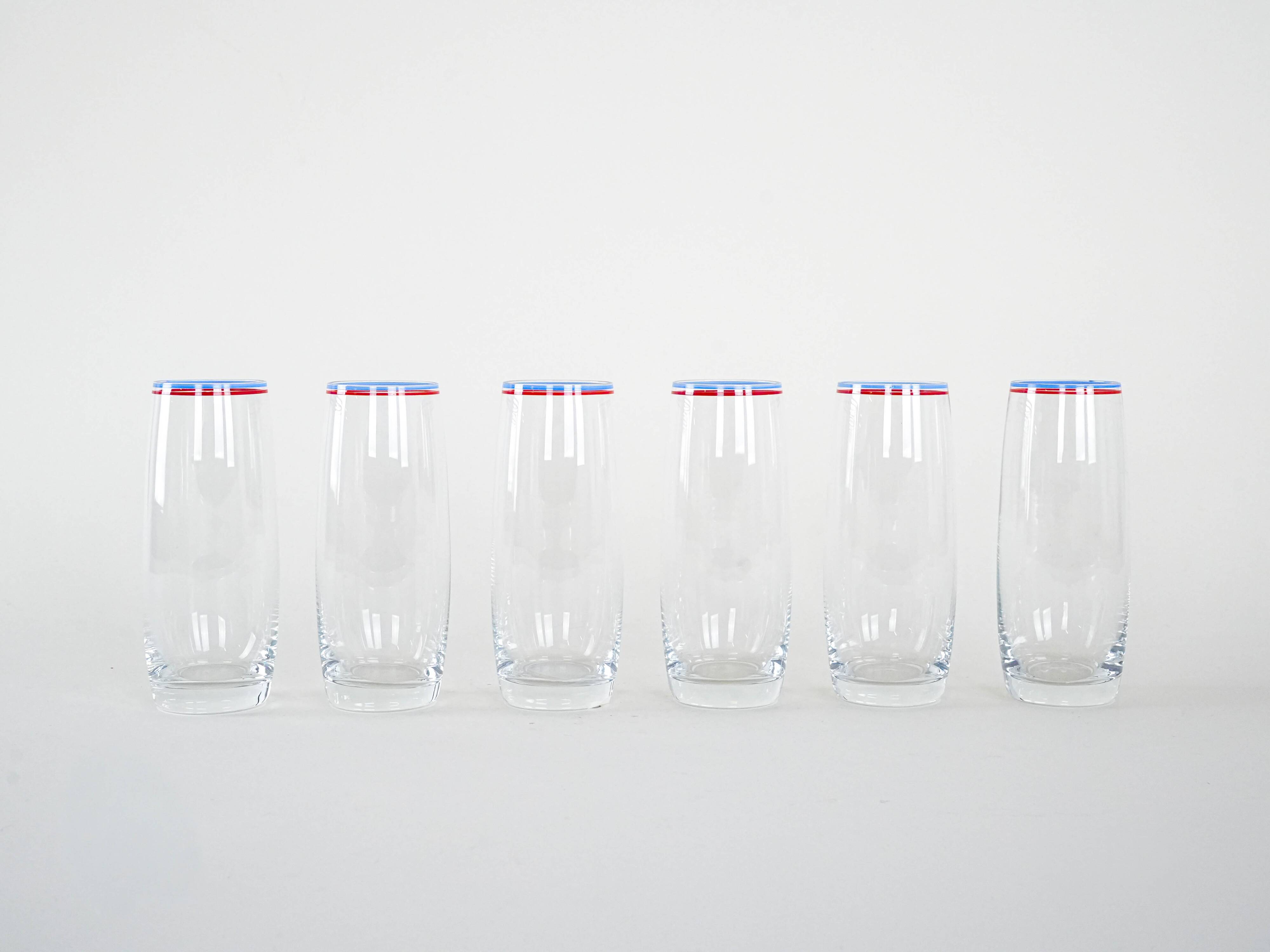 Set of six glasses, Italian design, 1970s, made in Italy