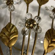 Italian gold gilded tole crystal flower flush mount, 1960s