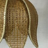 Vintage pendant lamp in rattan in the shape of a flower