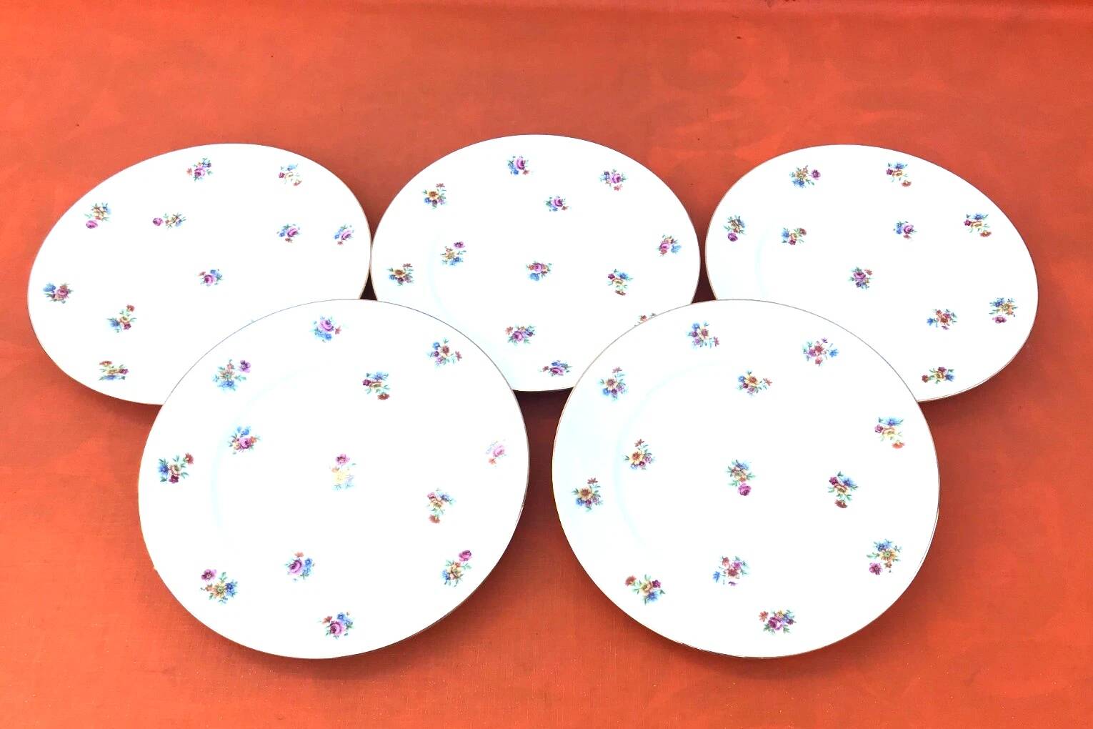 5 antique porcelain flat plates PN France