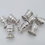 8 art deco eggcups in silver metal