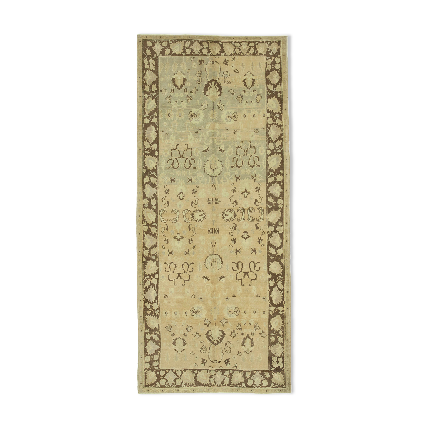 1970s Handwoven One-of-a-Kind Anatolian Beige Rug 140 cm x 328 cm