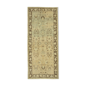 Tapis beige anatolien tissé à la main 140 cm x 328 cm