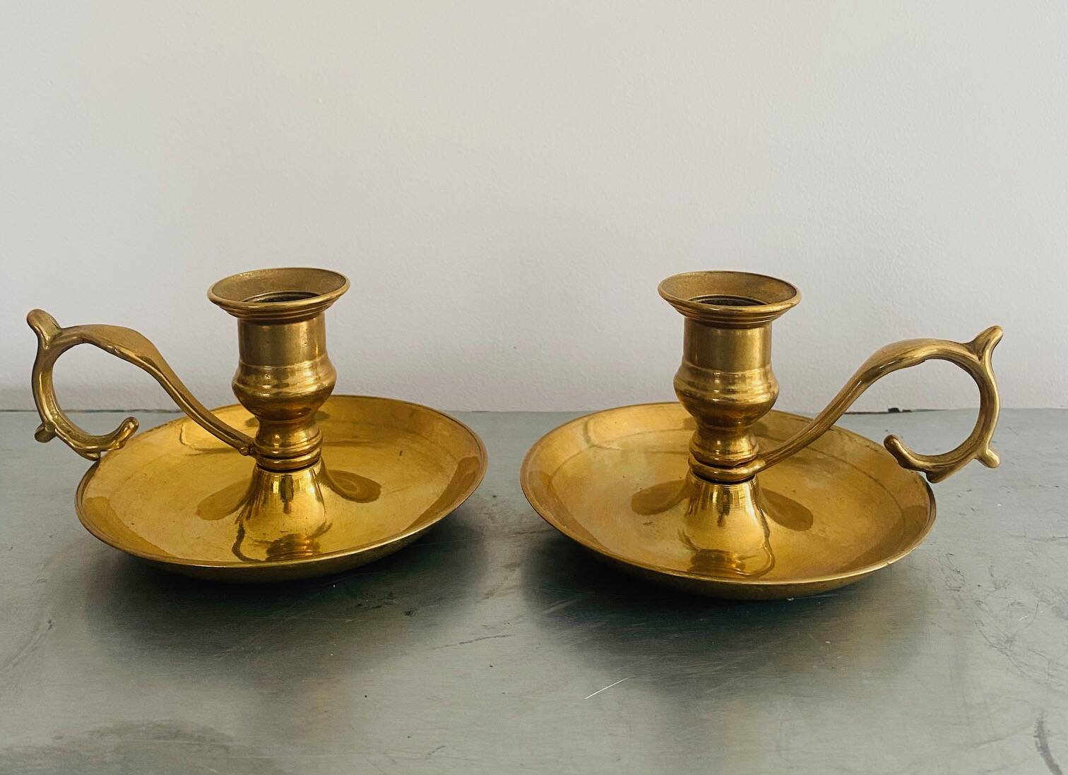 Pair of brass candlesticks.
