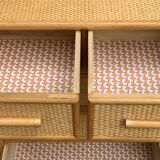 Vintage rattan and woven wicker chest of drawers 1970