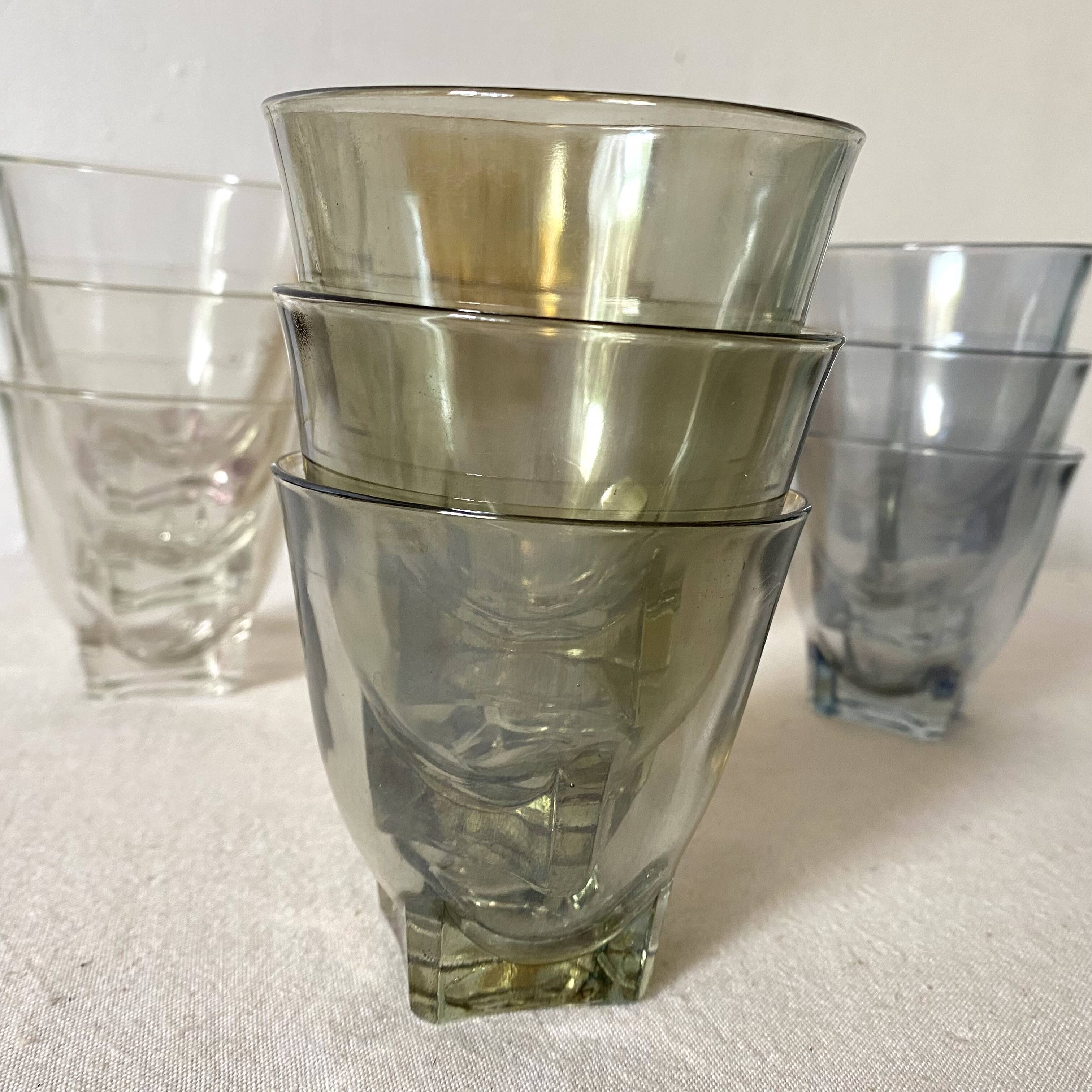 Colorful iridescent water glasses