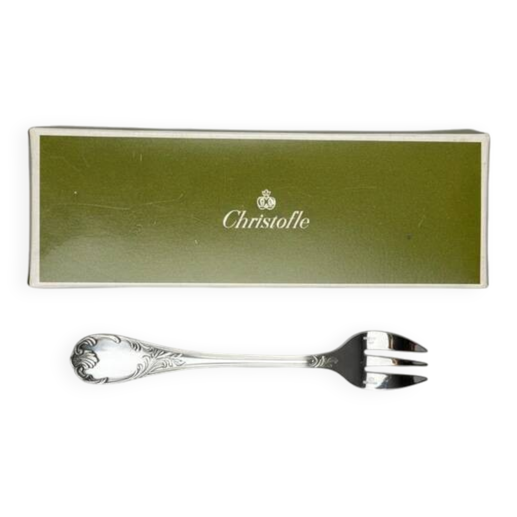 Lot de 12 fourchettes à huîtres Christofle modèle Marly – neuves sous blister, boîte d’origine scellée