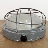 Industrial Grey Wall Light with Milk Glass from Elektrosvit, 1970s