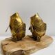 Pair of koi carp vases in brass, animal sculpture