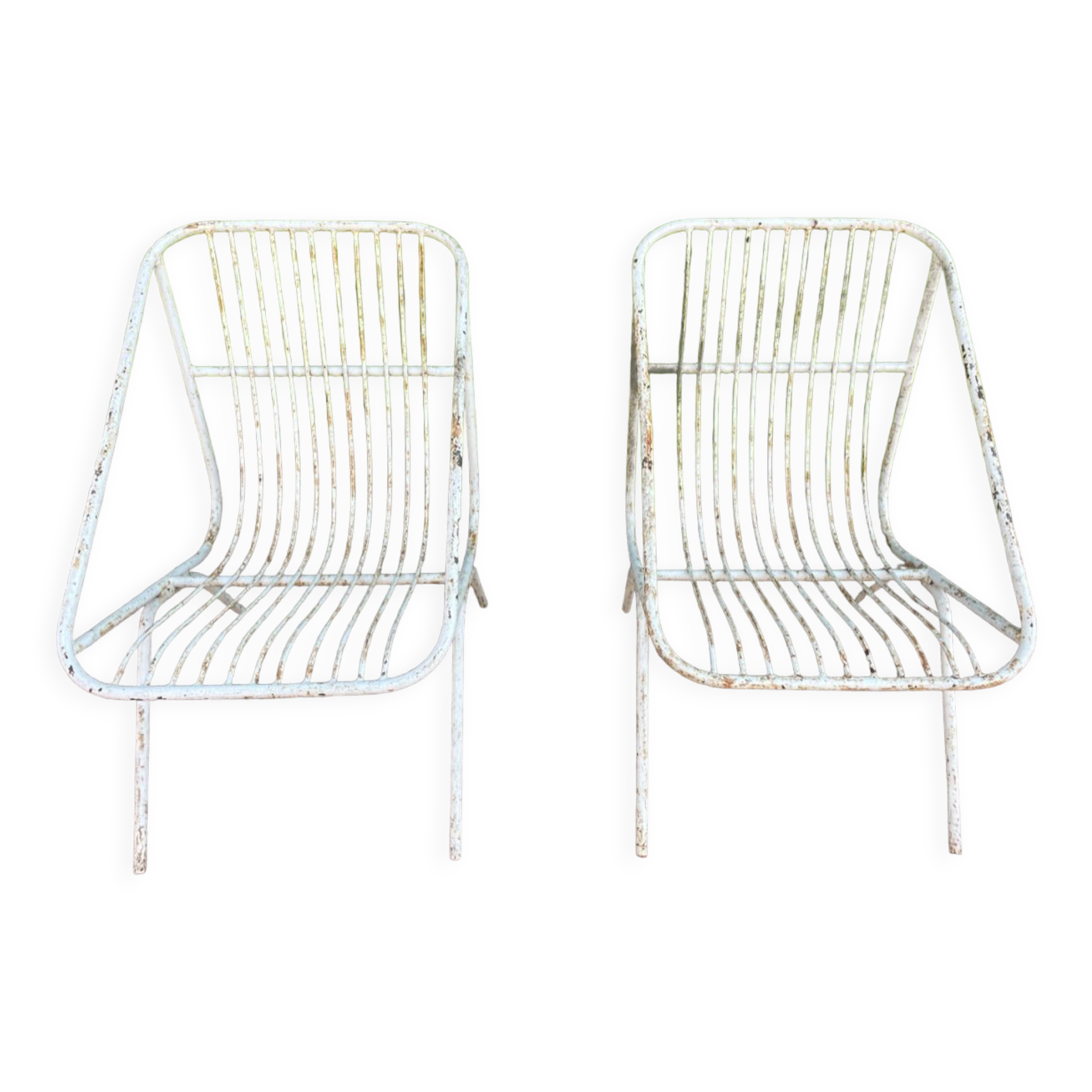 Pair of wrought iron armchairs year 60