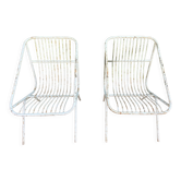 Paire de fauteuils en fer forgé année 60